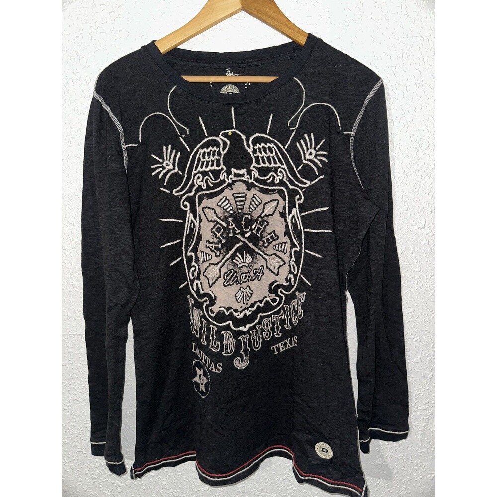 Double D Ranch Apache Wild Justice Lakota Texas Women’s Long Sleeve Shirt Sz Lrg